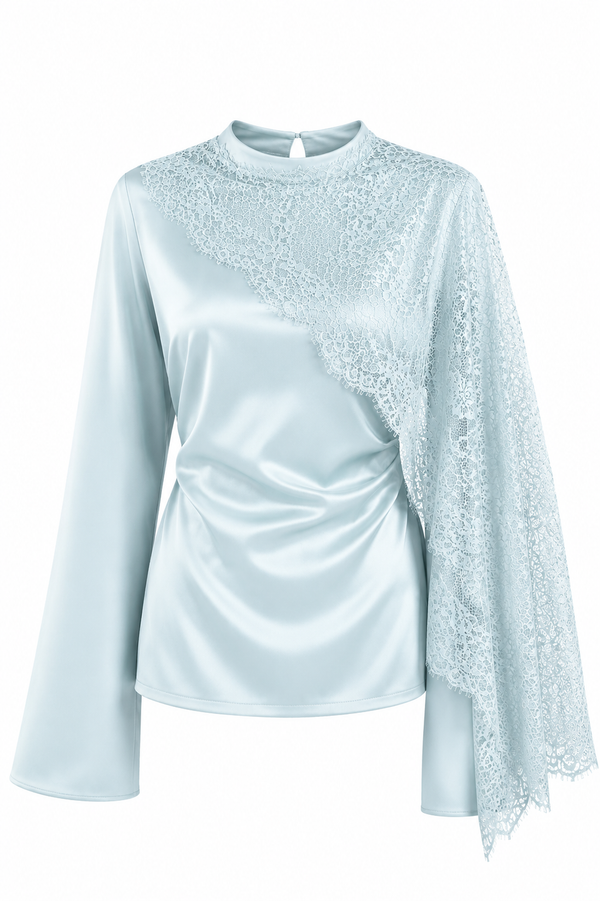 Satin Oberteil mit Spitzendetail
