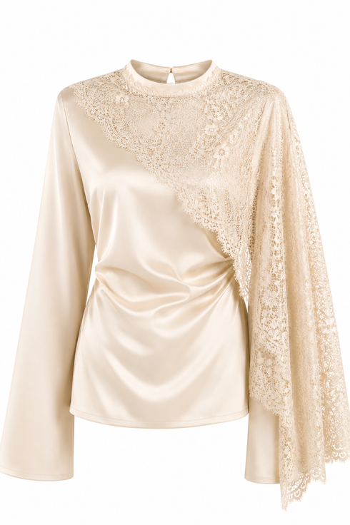 Satin Oberteil mit Spitzendetail