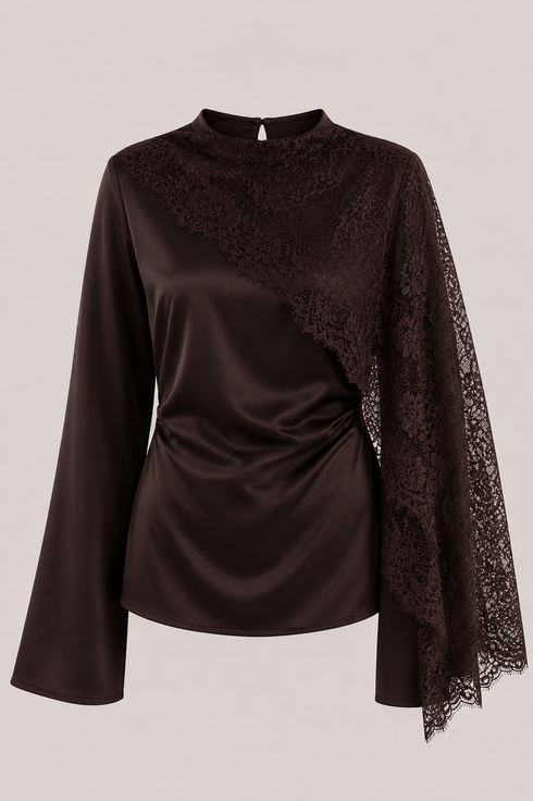 Satin Oberteil mit Spitzendetail
