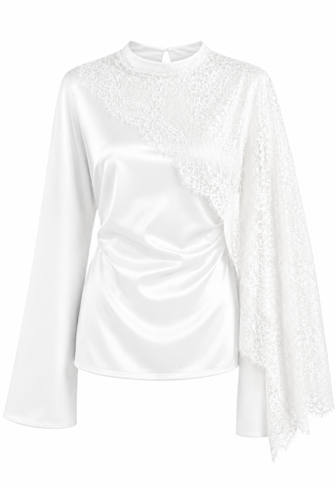 Satin Oberteil mit Spitzendetail