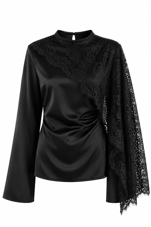 Satin Oberteil mit Spitzendetail
