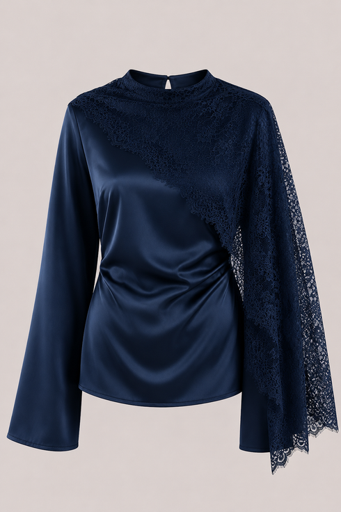 Satin Oberteil mit Spitzendetail